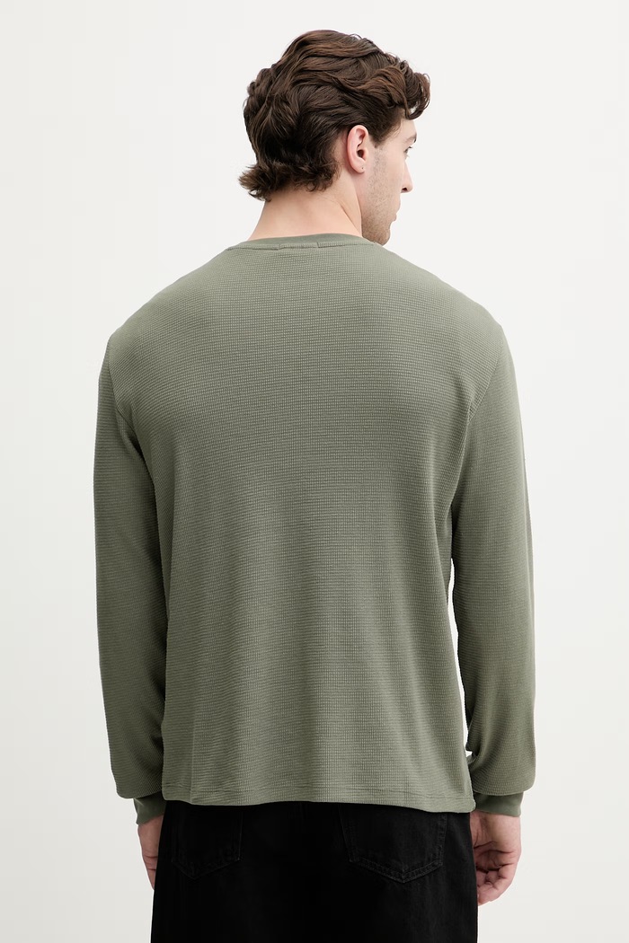 Îmbrăcăminte Calvin Klein Jeans longsleeve pentru bărbați, cu bumbac LV040EM217 verde