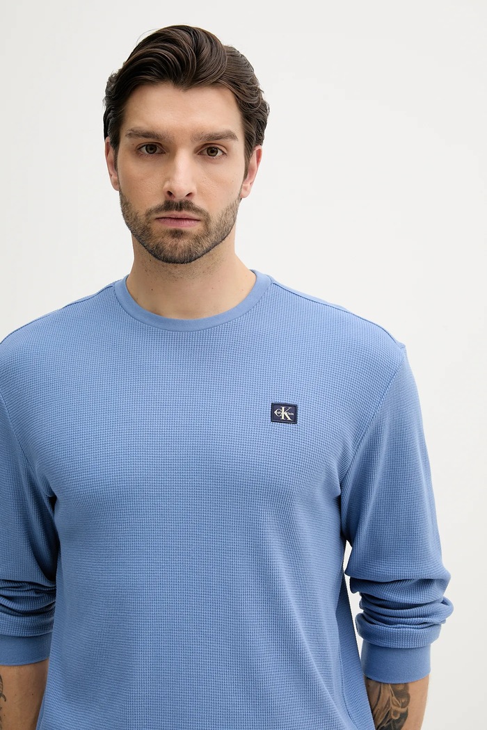 Calvin Klein Jeans longsleeve bărbătesc cu bumbac albastru LV040EM217