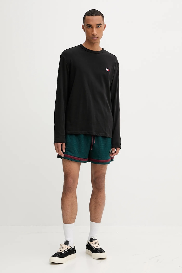 Tommy Jeans longsleeve bărbătesc din bumbac DM0DM21974 negru AW25