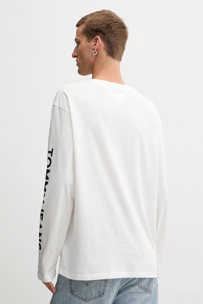 Oblečenie Bavlnené tričko s dlhým rukávom Tommy Jeans DM0DM21976 béžová