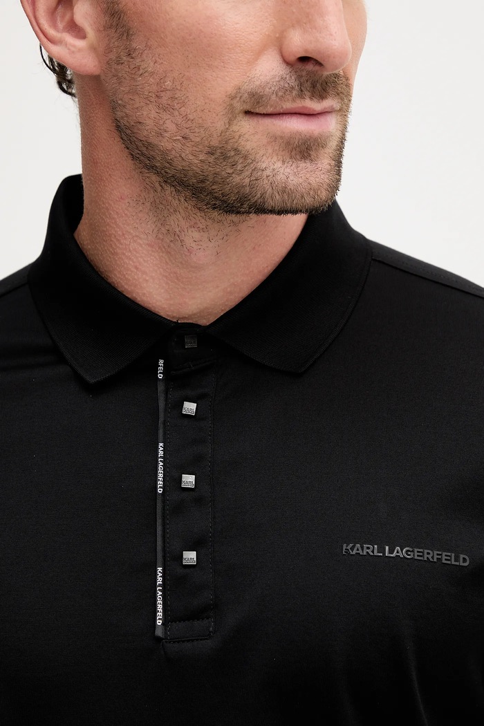 Βαμβακερή μπλούζα με μακριά μανίκια Karl Lagerfeld 554200.745002 μαύρο
