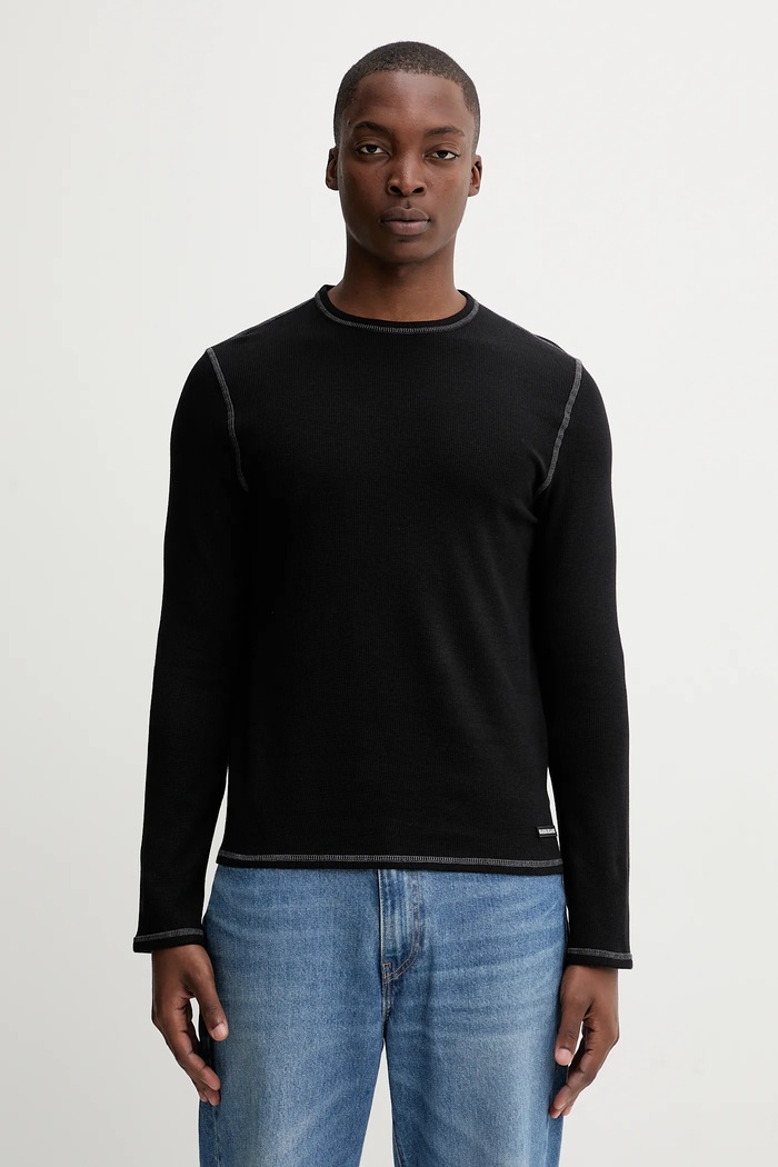 Tričko s dlhým rukávom Guess Jeans slim čierna M5YI00.KCXB1