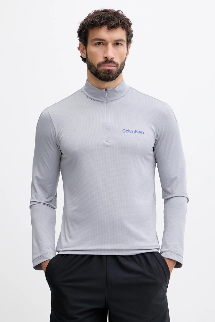Majica dugih rukava za trening Calvin Klein Performance slim siva LVGMF5W303