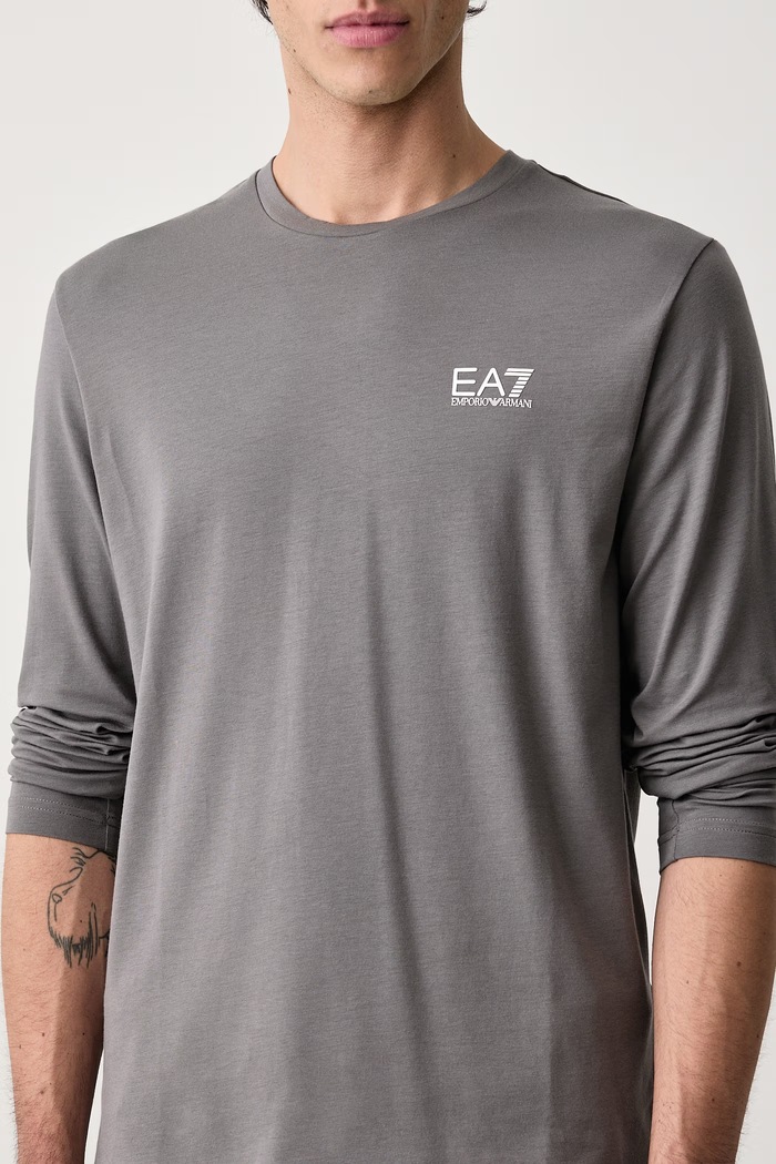 Longsleeve męski z bawełną EA7 Emporio Armani PJVQZ.8NPT28 szary