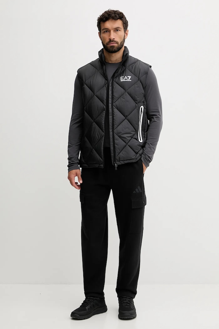 EA7 Emporio Armani блуза с дълги ръкави мъжка с памук PJVQZ.8NPT28 сив SS26