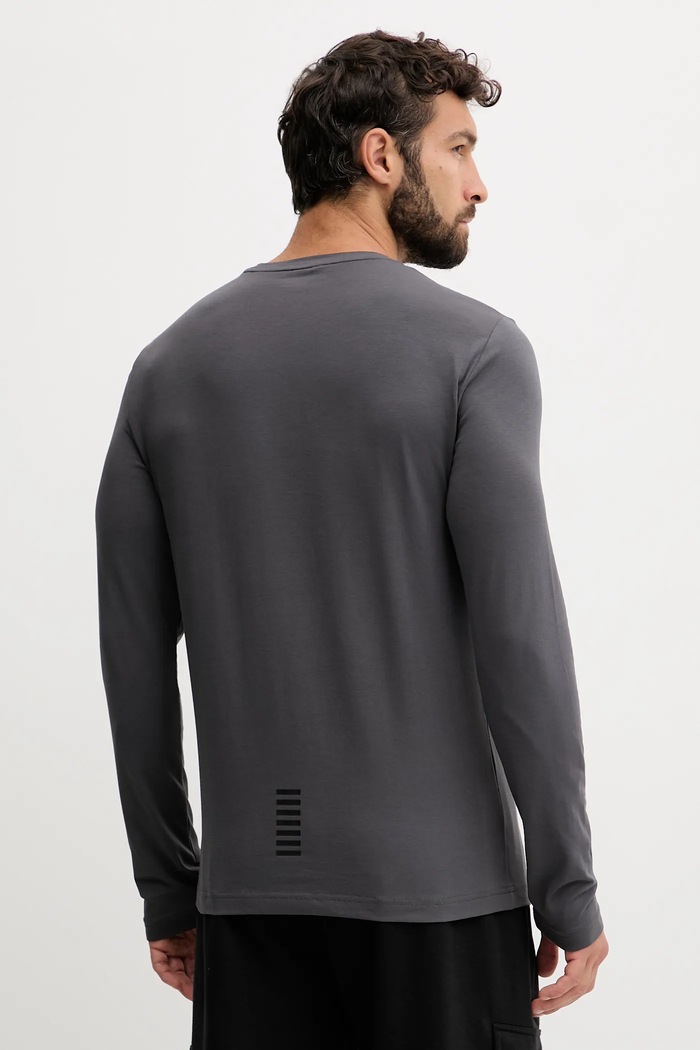 Дрехи EA7 Emporio Armani блуза с дълги ръкави мъжка с памук PJVQZ.8NPT28 сив