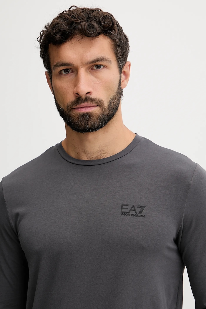 EA7 Emporio Armani блуза с дълги ръкави мъжка с памук сив PJVQZ.8NPT28
