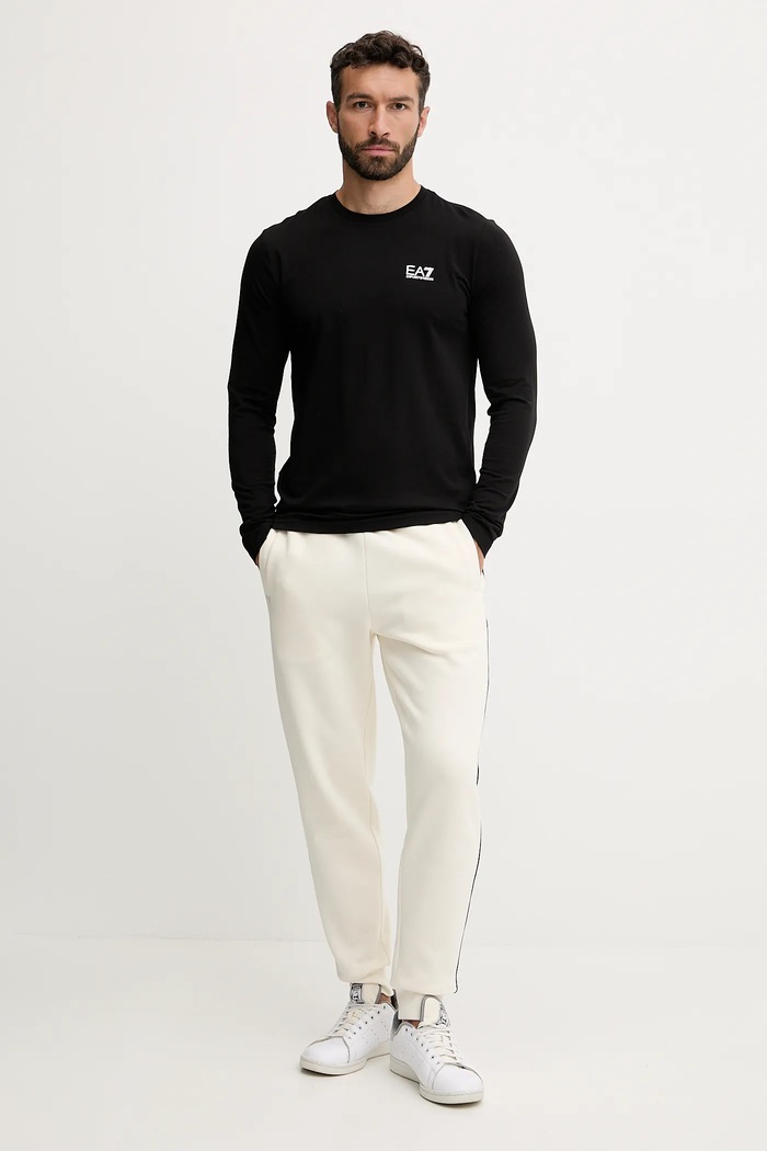 EA7 Emporio Armani longsleeve męski z bawełną PJVQZ.8NPT28 czarny SS26