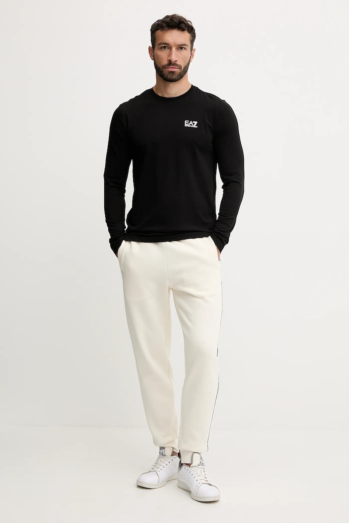 EA7 Emporio Armani longsleeve męski z bawełną PJVQZ.8NPT28 czarny SS26