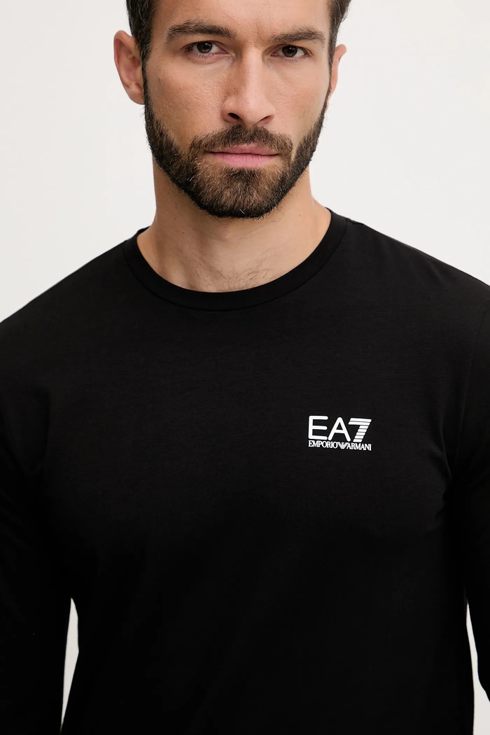 EA7 Emporio Armani longsleeve męski z bawełną czarny PJVQZ.8NPT28