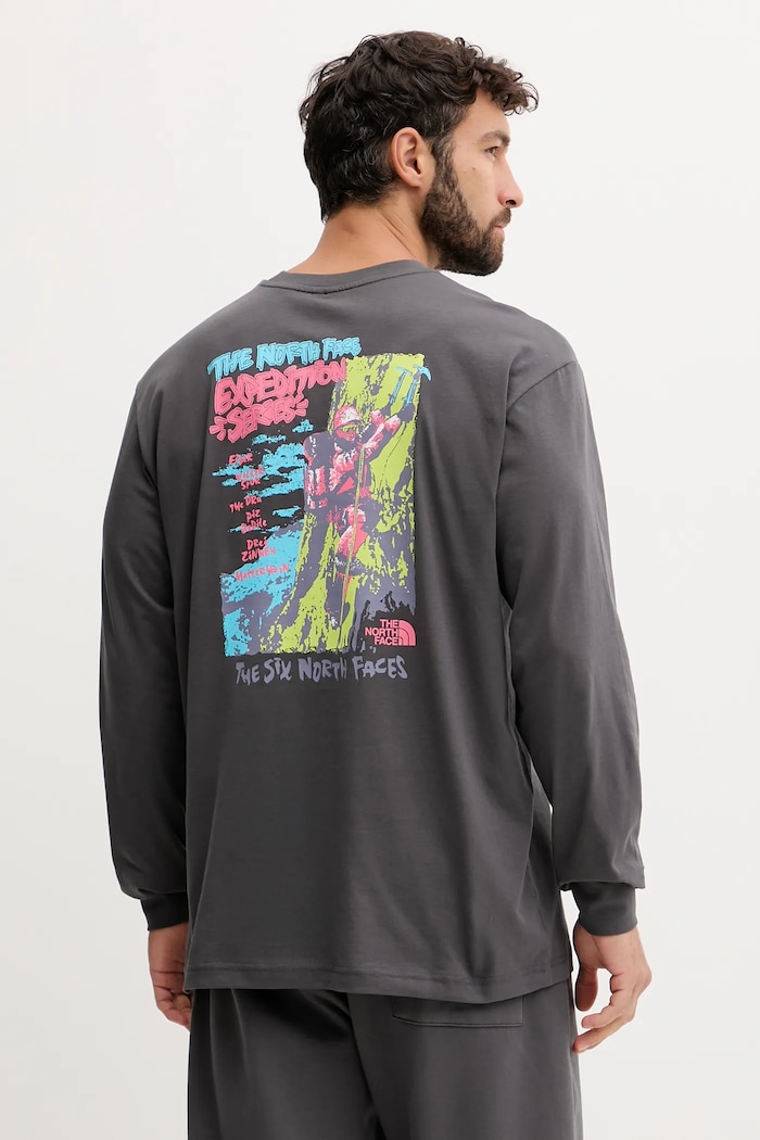 Odzież The North Face Longsleeve bawełniany Expedition Celebration NF0A8E3DRHI1 szary
