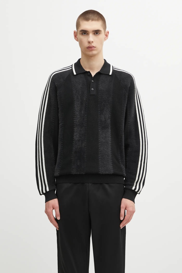 Пуловер с вълна adidas Originals Knitted Jersey със закопчаване черен JX3835