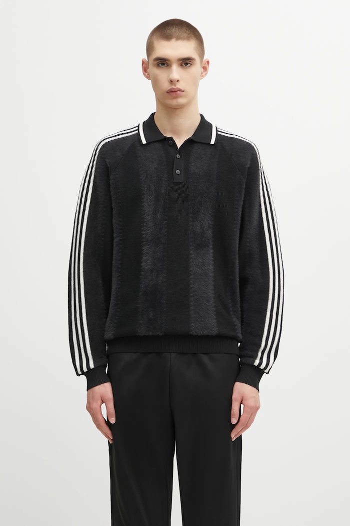 Пуловер с вълна adidas Originals Knitted Jersey със закопчаване черен JX3835
