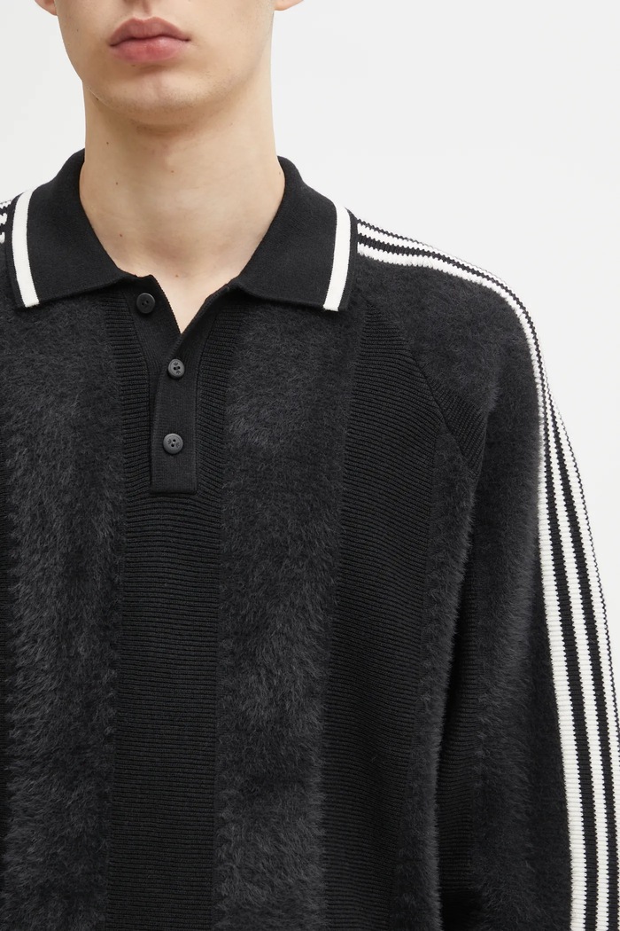Пуловер с вълна adidas Originals Knitted Jersey черен JX3835