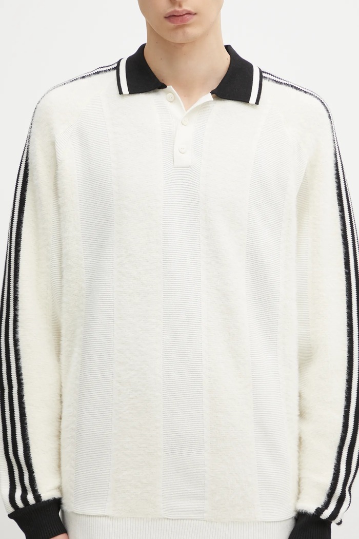 Μακρυμάνικο με προσθήκη μαλλιού adidas Originals Knitted Jersey μπεζ JX3836