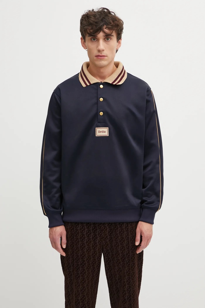 Кофта Drôle de Monsieur Le Polo DrUle гладкий темно-синій I.PL137.PL165
