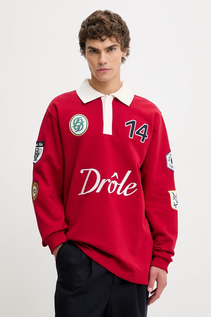 Drôle de Monsieur longsleeve bawełniany Le Polo Racing regular czerwony I.PL158.CO127