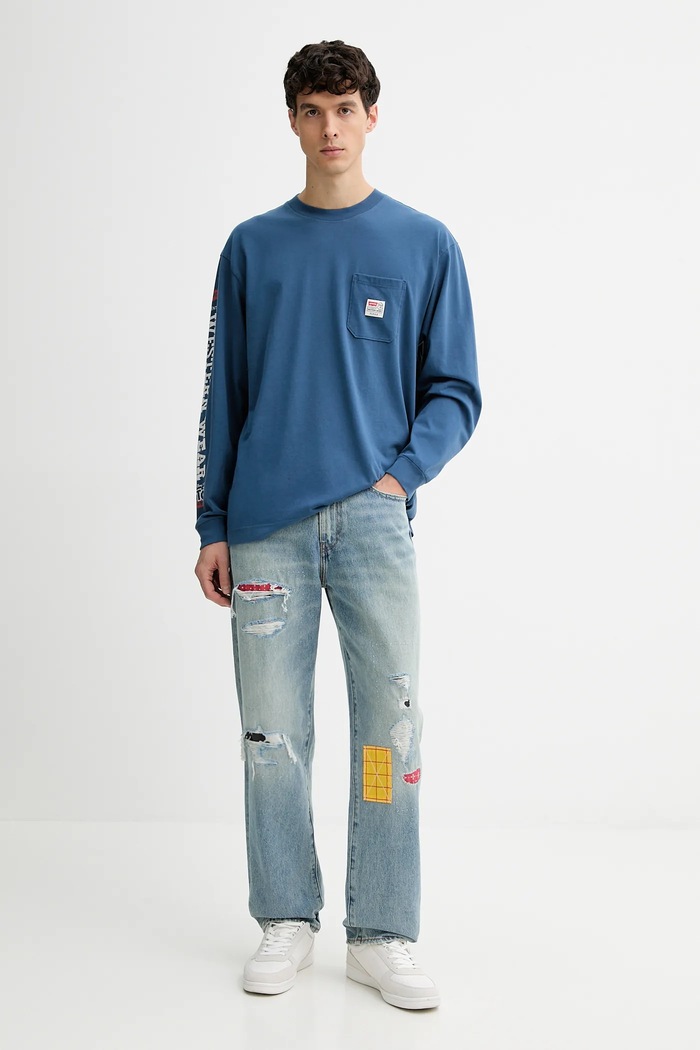 Bavlnené tričko s dlhým rukávom Levi's 0034Q modrá AW25