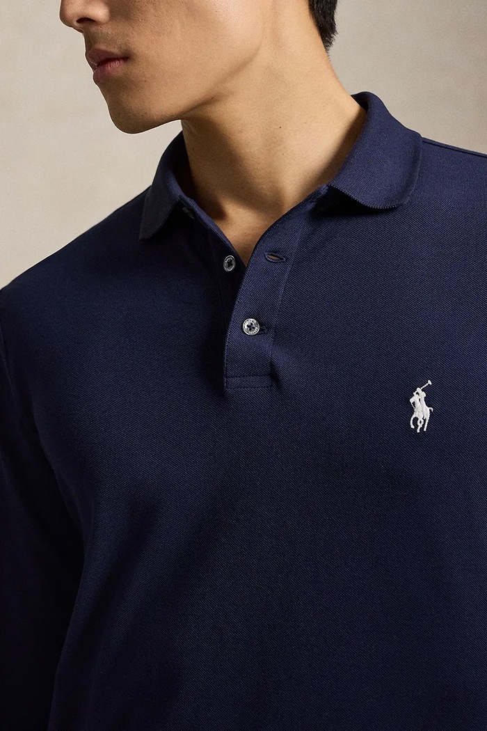 Tričko s dlhým rukávom pánske bavlnené s elastanom Polo Ralph Lauren 710955081 tmavomodrá