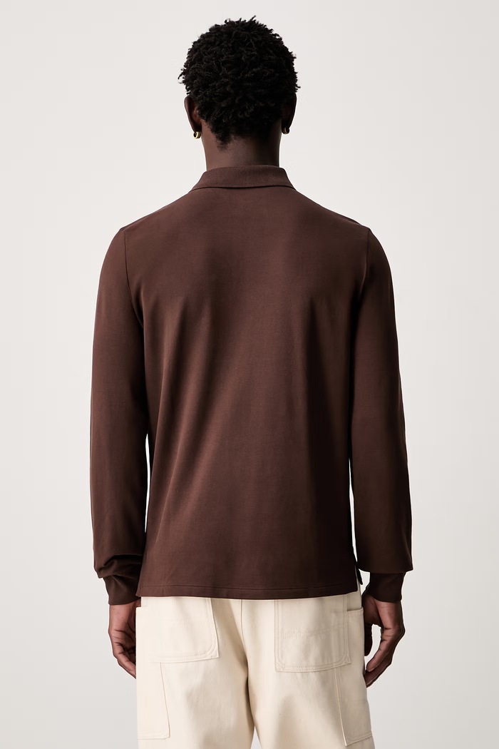 Odzież Polo Ralph Lauren longsleeve męski bawełniany z elastanem 710955081 brązowy