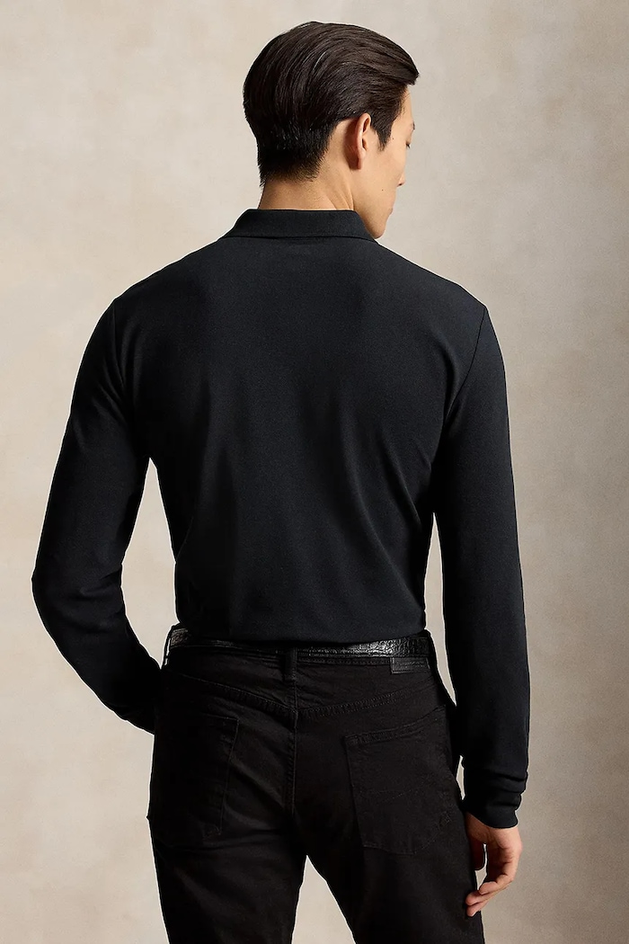 Polo Ralph Lauren longsleeve męski bawełniany z elastanem 710955081 czarny AW25