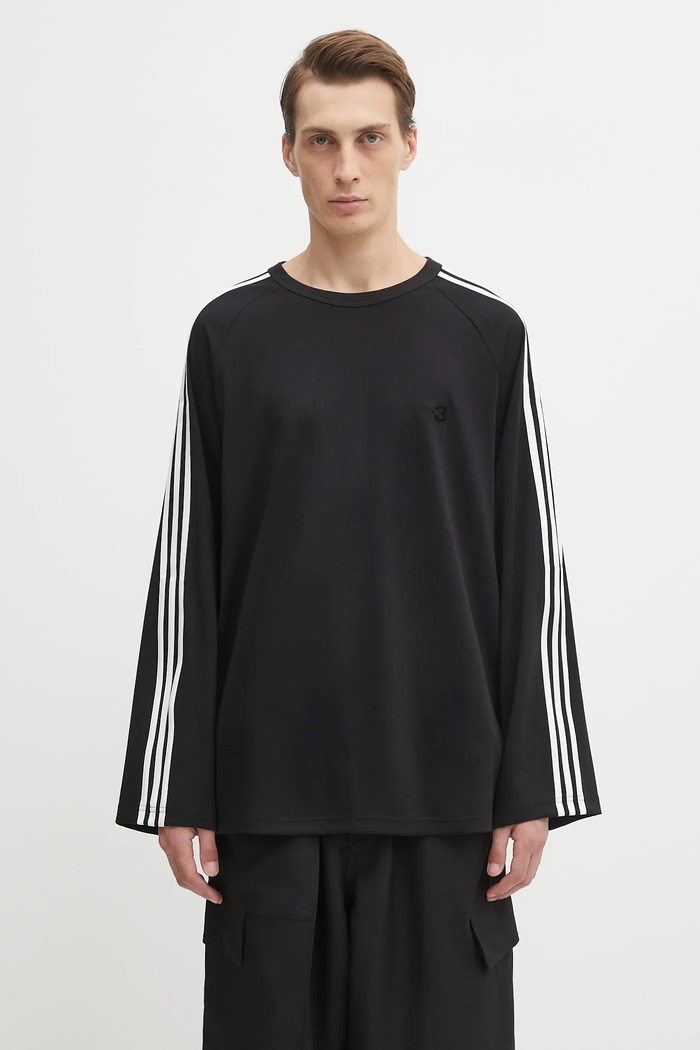 Y-3 longsleeve z domieszką wełny Wire Long Sleeve 3-Stripes czarny JW7351