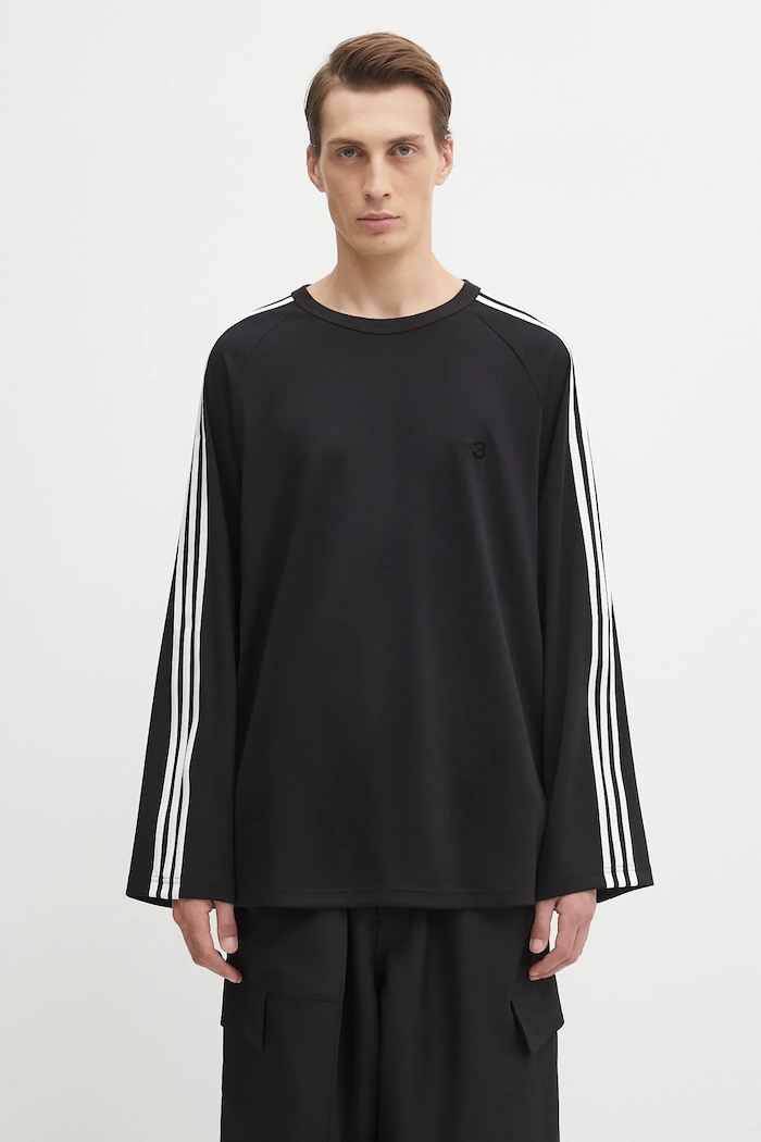 Y-3 longsleeve z domieszką wełny Wire Long Sleeve 3-Stripes czarny JW7351
