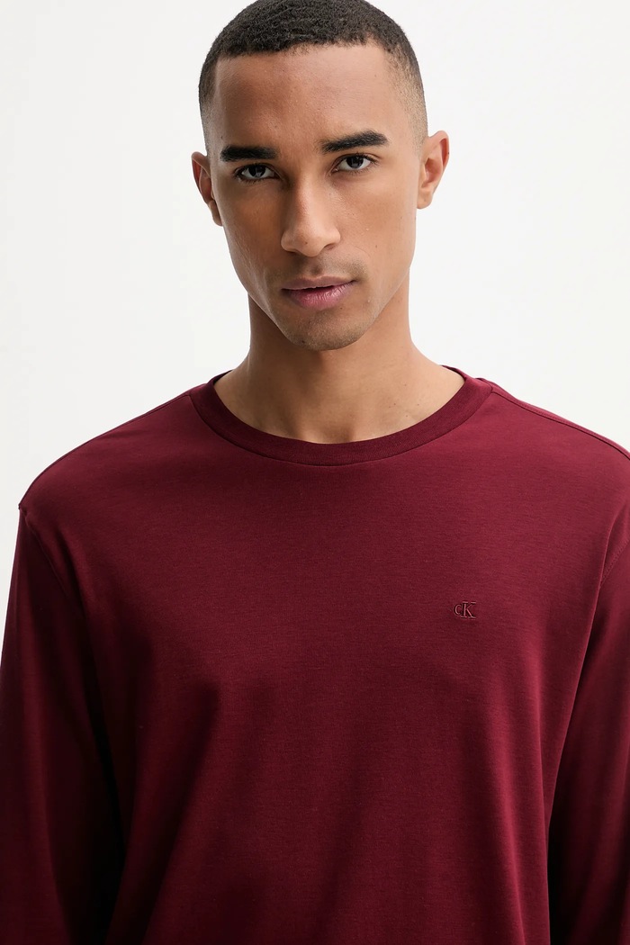 Calvin Klein longsleeve din bumbac burgundia LV04LD227G