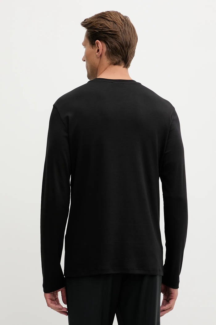 Oblečenie Bavlnené tričko s dlhým rukávom Calvin Klein LV04LD227G čierna