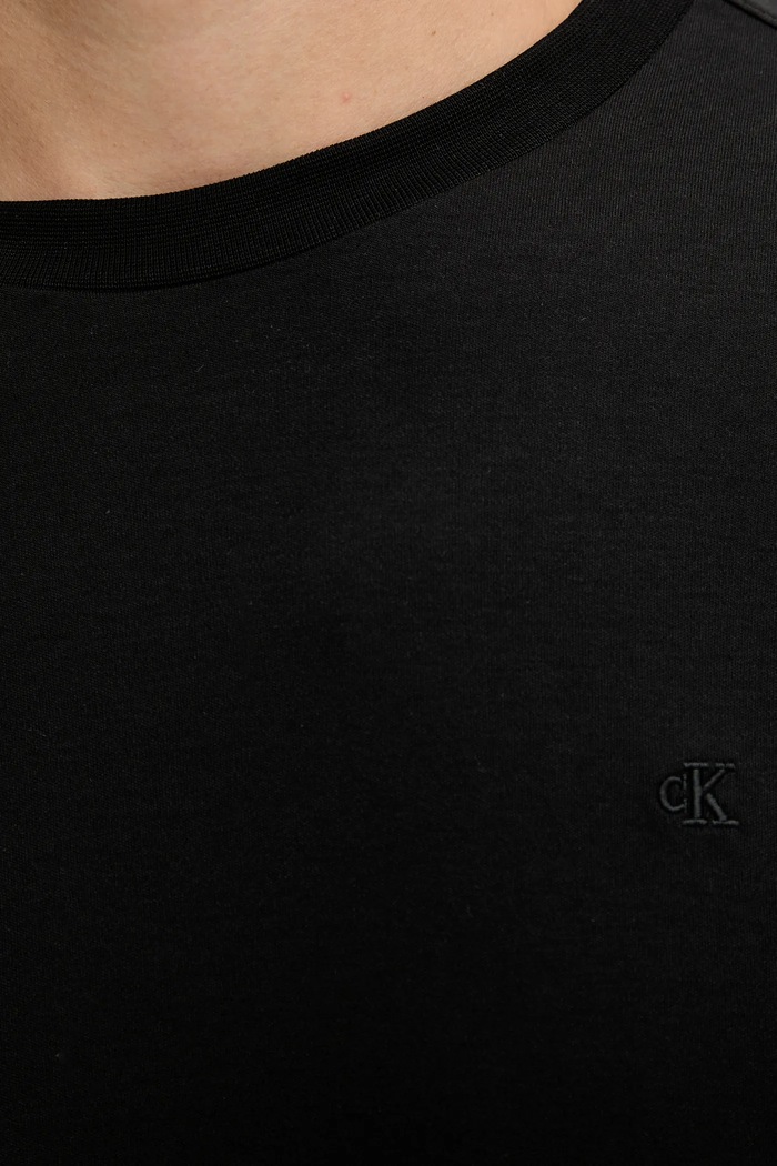 Bavlnené tričko s dlhým rukávom Calvin Klein LV04LD227G čierna