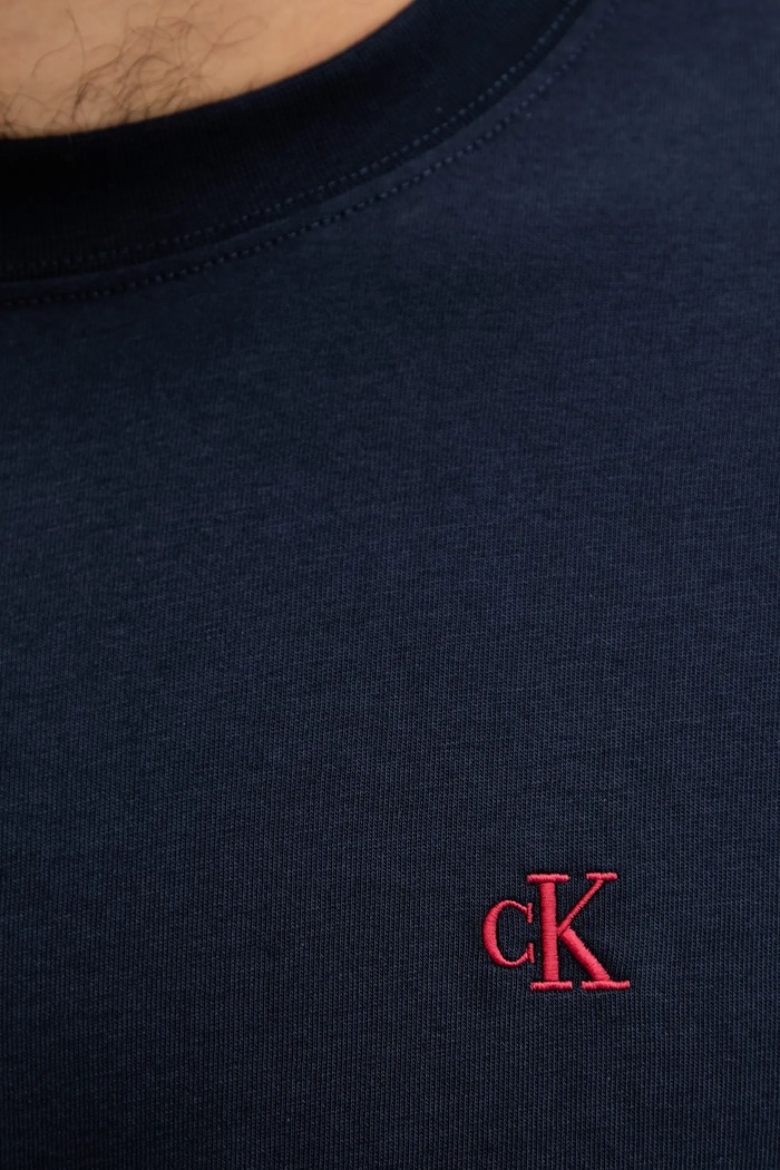 Bavlnené tričko s dlhým rukávom Calvin Klein Jeans tmavomodrá LV04RD247G