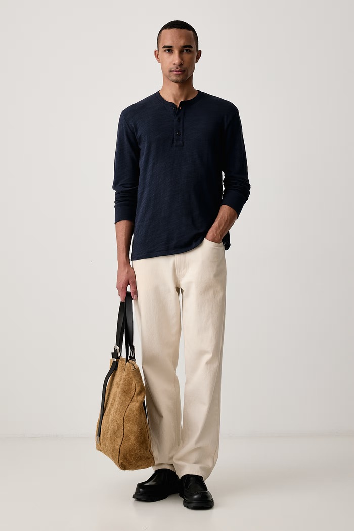 rag & bone Longsleeve męski bawełniany RF2925FT2FM granatowy SS26