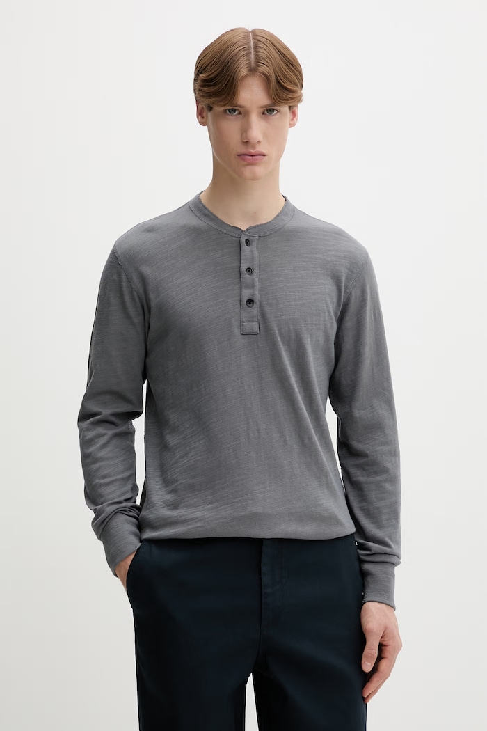 Rag & Bone tričko s dlhým rukávom pánske bavlnené sivá RF2925FT2FM