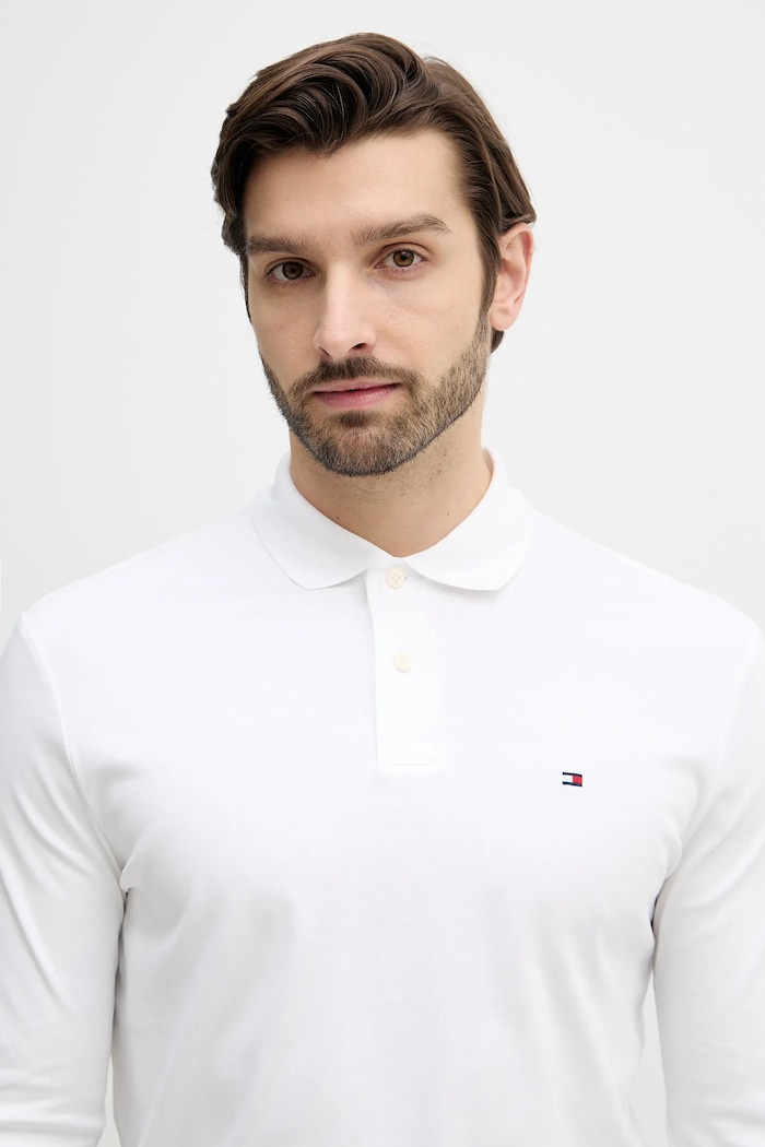Βαμβακερή μπλούζα με μακριά μανίκια Tommy Hilfiger λευκό MW0MW37317
