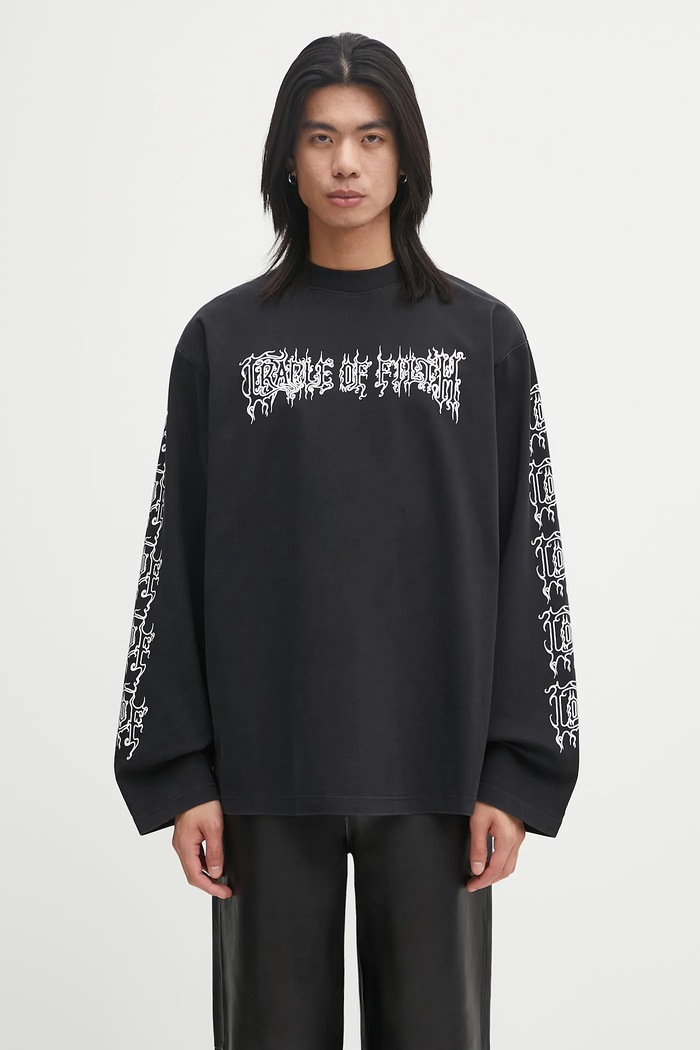 VETEMENTS longsleeve bawełniany Cof Logo Longsleeve wzorzyste czarny UCF76LS100B