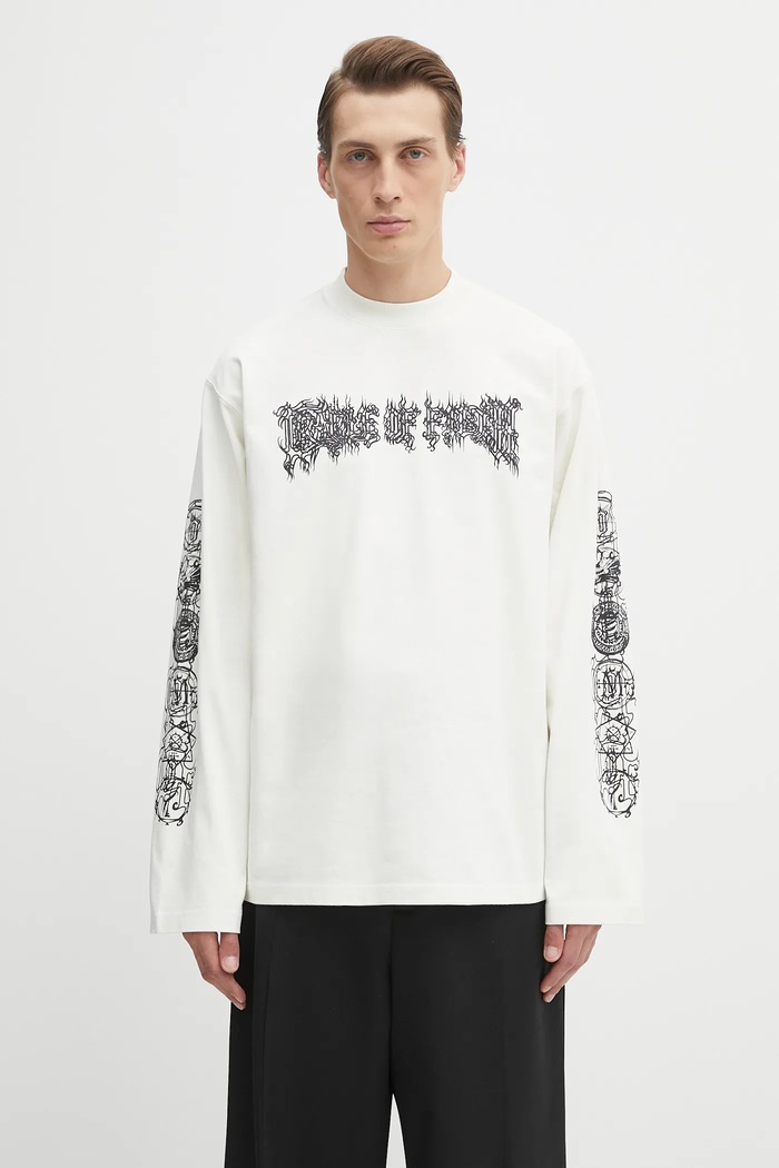 VETEMENTS top a maniche lunghe in cotone Cof Double Logo Longsleeve rilassato beige UCF76LS250I