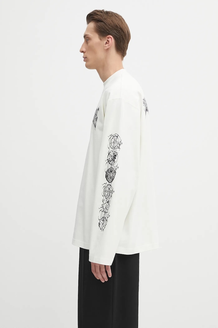 VETEMENTS top a maniche lunghe in cotone Cof Double Logo Longsleeve UCF76LS250I beige AW25