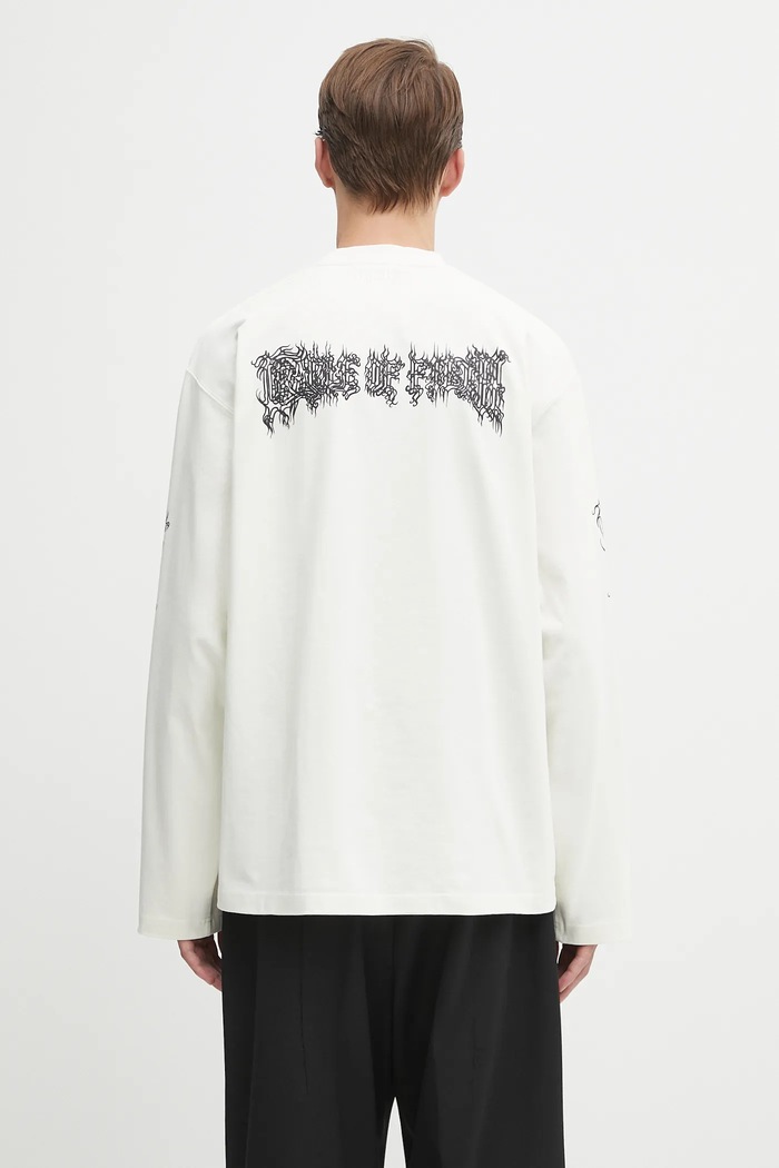 Abbigliamento VETEMENTS top a maniche lunghe in cotone Cof Double Logo Longsleeve UCF76LS250I beige