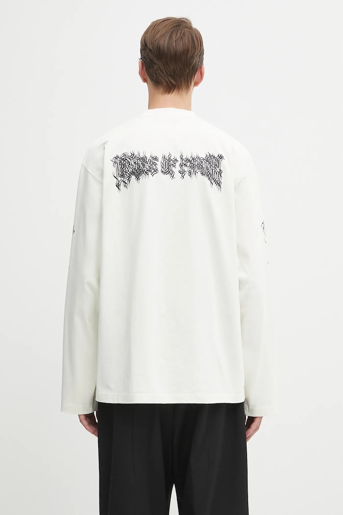Abbigliamento VETEMENTS top a maniche lunghe in cotone Cof Double Logo Longsleeve UCF76LS250I beige