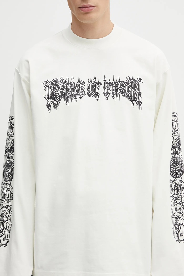 VETEMENTS top a maniche lunghe in cotone Cof Double Logo Longsleeve beige UCF76LS250I