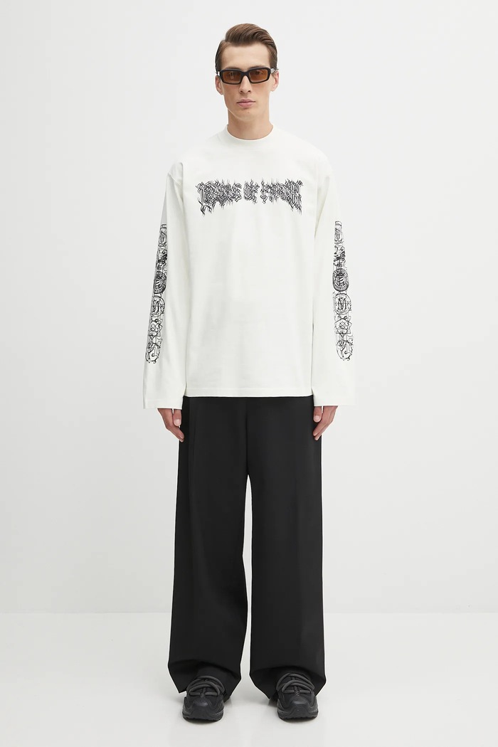 VETEMENTS top a maniche lunghe in cotone Cof Double Logo Longsleeve UCF76LS250I