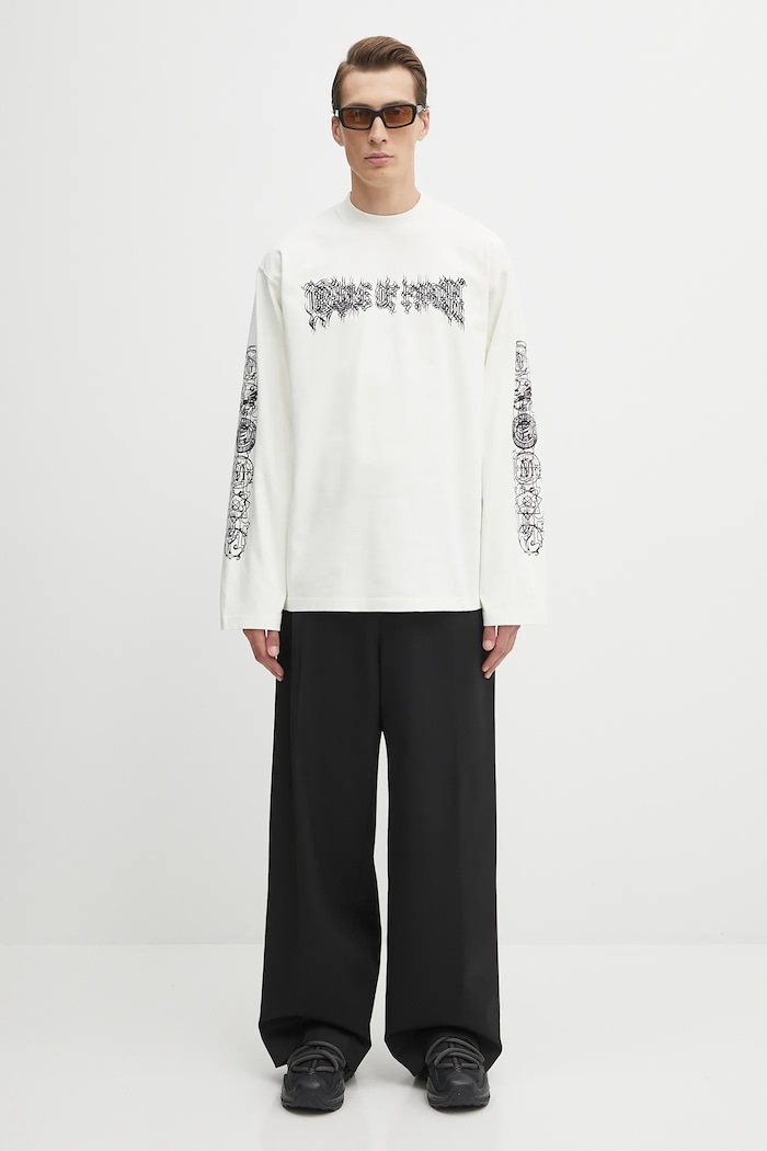 VETEMENTS top a maniche lunghe in cotone Cof Double Logo Longsleeve UCF76LS250I