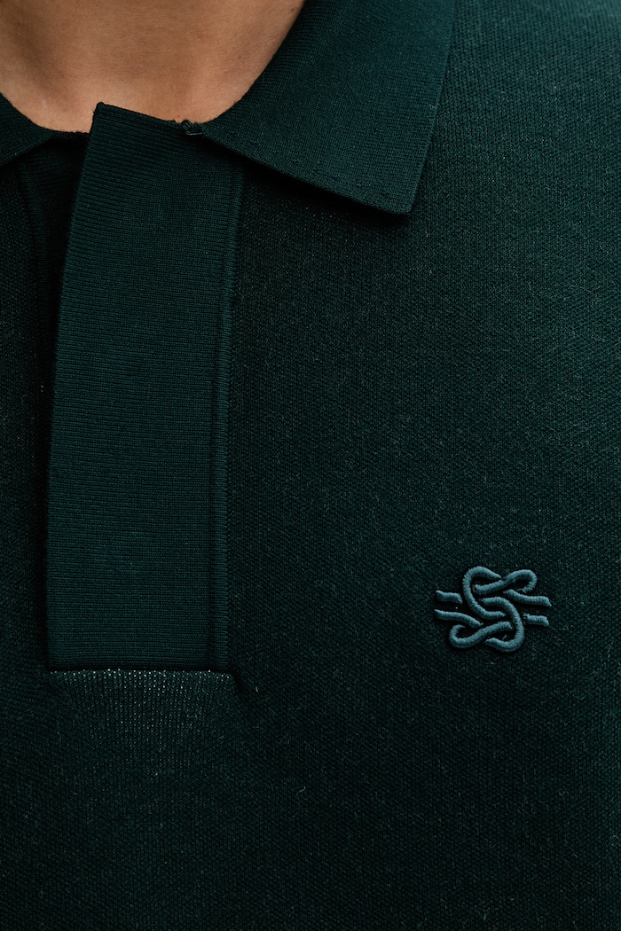 Filling Pieces pulover bărbătesc cu vâscoză Knit Shirt Rugby 422571500243 verde