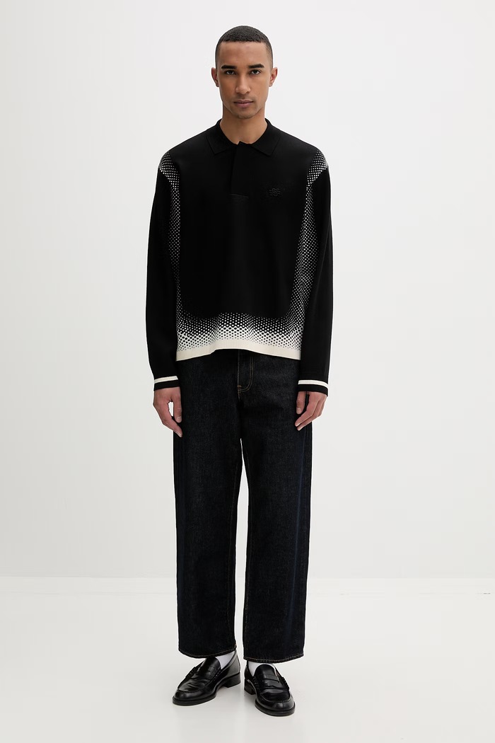 Filling Pieces pulover bărbați cu vâscoză Knit Shirt Rugby 422571500243 negru AW25