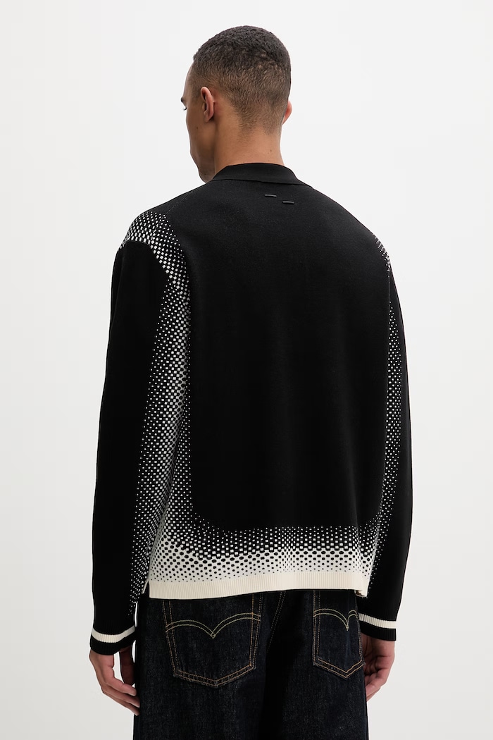 Îmbrăcăminte Filling Pieces pulover bărbați cu vâscoză Knit Shirt Rugby 422571500243 negru
