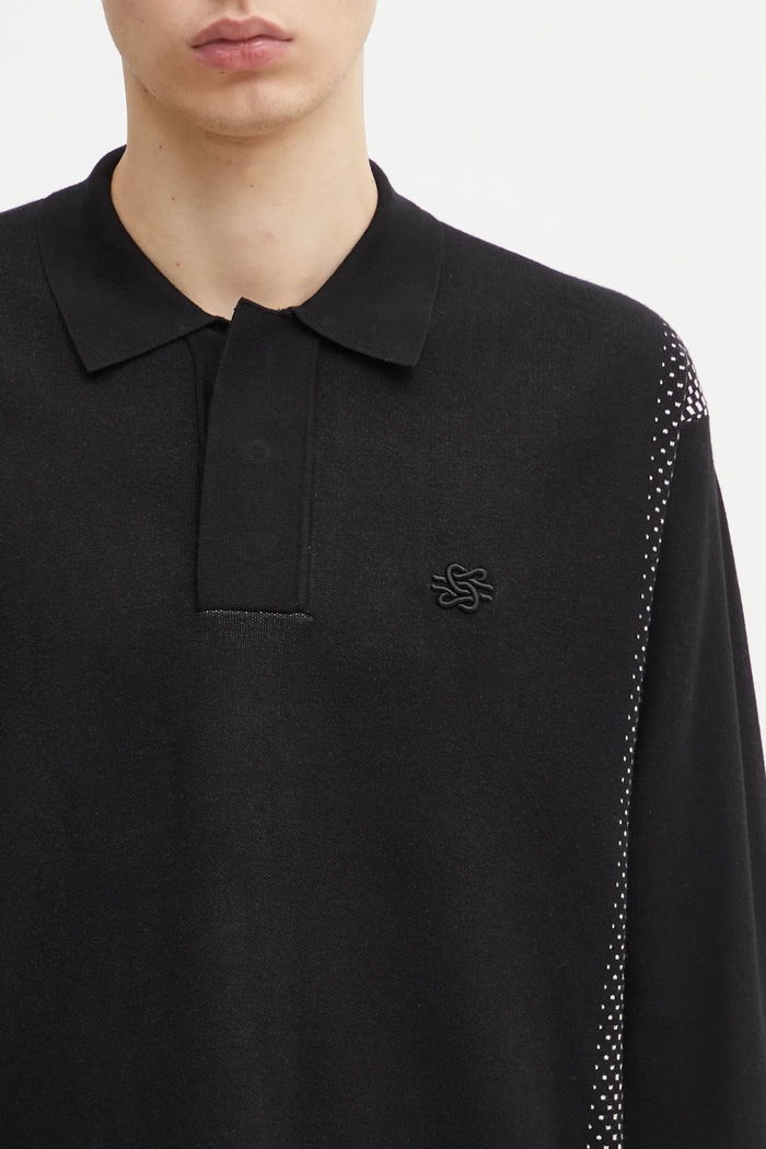 Filling Pieces Knit Shirt Rugby sweter z wiskozą męski czarny 422571500243