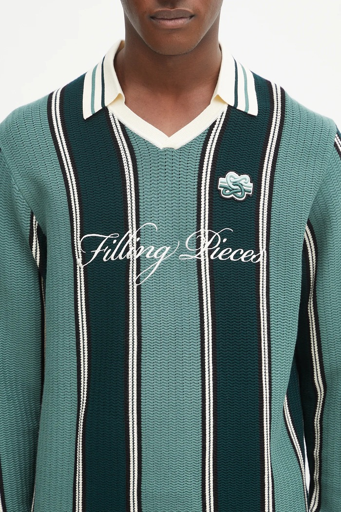Filling Pieces Knit Football Jersey pulover s viskozom za muškarce zelena 422574500148
