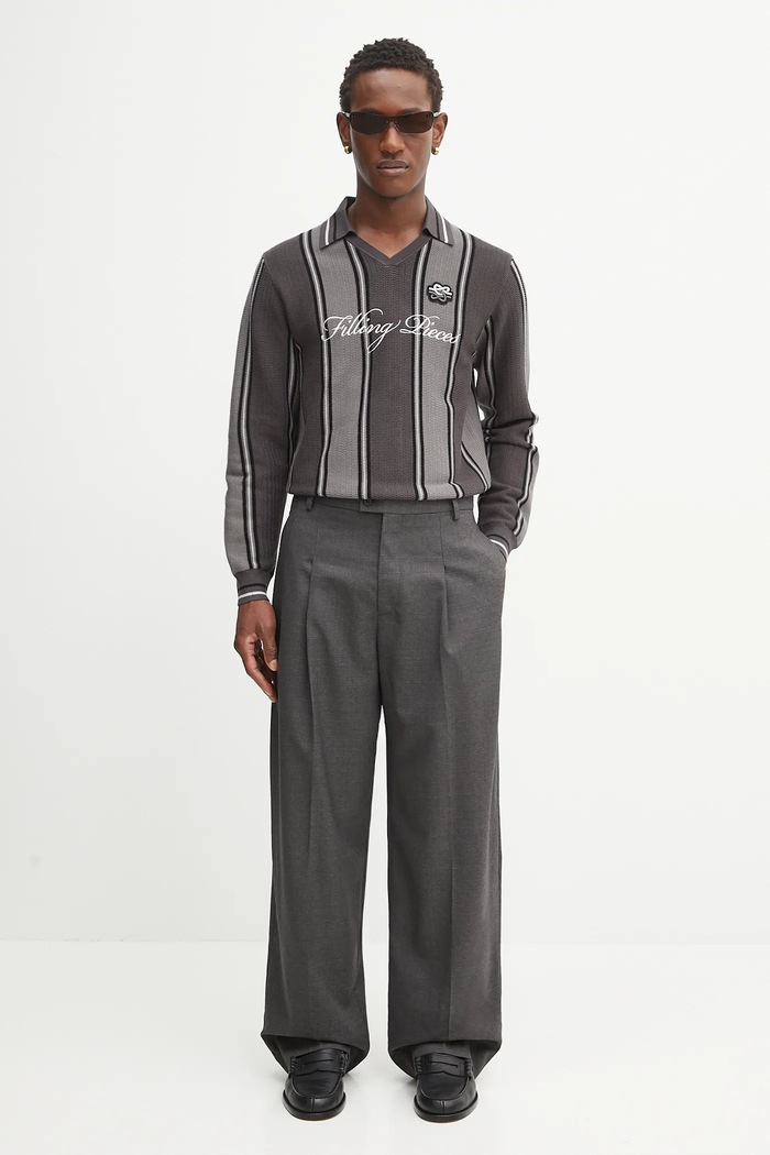 Filling Pieces Knit Football Jersey pulover s viskozom za muškarce 422574500148 siva