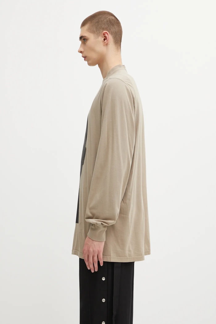 Rick Owens DRKSHDW top a maniche lunghe in cotone Jumbo Ls T DU02E7261.RNEP1 beige AW25
