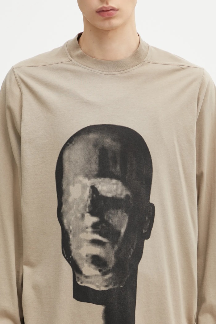 Rick Owens DRKSHDW top a maniche lunghe in cotone Jumbo Ls T beige DU02E7261.RNEP1